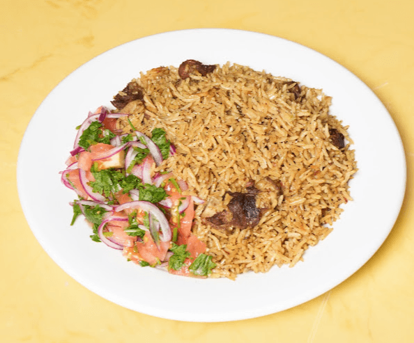 Beef pilau with kachumbari