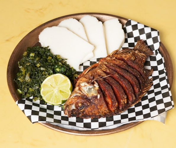 Fried Tilapia, Ugali & Sukuma
